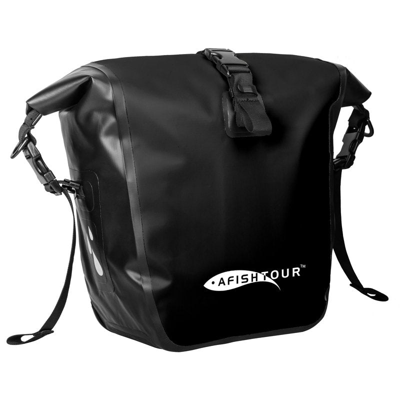 AFISHTOUR Waterproof Bike Pannier - 15L Saddle Bag for Bicycles Rear Rack - Bike Bag for Grocery, Laptop (Black, 1 PCS)