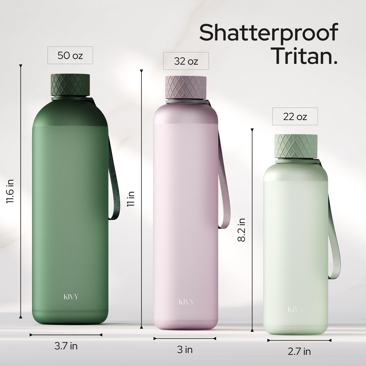 KIVY Slim Water Bottle 22oz [Lightweight & Shatterproof] - Reusable Tritan Water Bottle - Leak Proof Bottle for Women & Men - Water bottle no straw - Dishwasher Safe - BPA Free