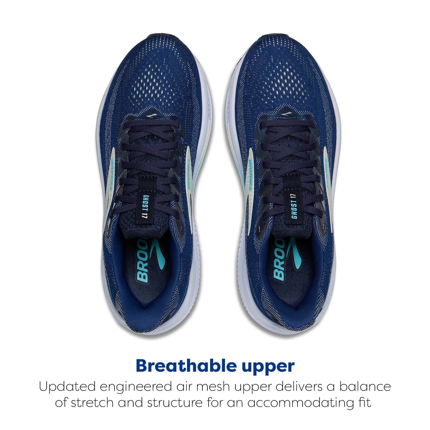 Brooks Women’s Ghost 17 Neutral Running Shoe - Navy/Green/Turquoise - 5 Medium