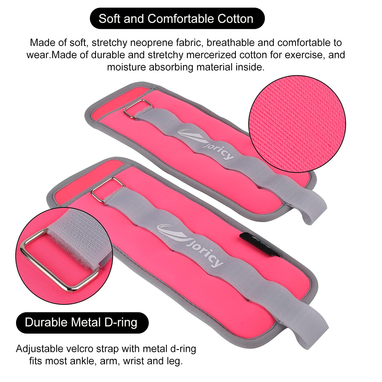 Ankle Weights, Wrist Leg Arm Weights for Women Men with Adjustable Straps, A Pair of 8LBS(4LB Each Weight) Strength Training Weighted for Jogging, Running, Walking, Fitness, Gym Workout, Red