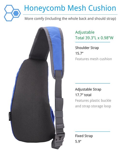 PivotWing Sling Bags for Men Womens Lightweight Small One Strap Chest Side Bag Mini Crossbody Day Pack Everyday Sling Backpack Bodybag for Trip Gym Outdoor Dog Walking Blue