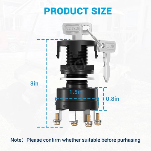 CartClan Ignition Key Switch for Club Car DS 1996-up Gas Golf Cart OEM# 101826301 4-pin