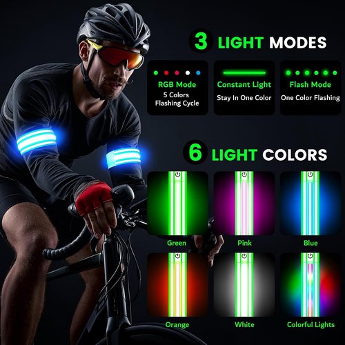 Fokia Kunbio LED Armband - High Visibility Light-Up Safety Gear for Night Running | Adjustable for All Sizes
