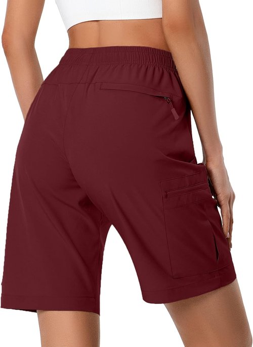 Hugut Women's Quick-Dry Hiking Cargo Shorts - Lightweight, Water-Resistant with Zipper Pockets | Ideal for Travel & Golf