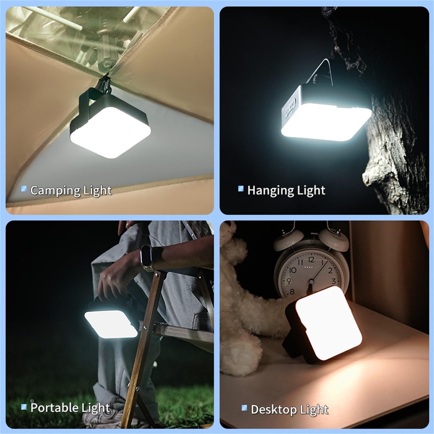 SANBEN Solar Camping Lantern Rechargeable -1000LM 8000mAh Battery Operated Tent Light, IP65 Waterproof Portable LED Flashlight for Emergency, Hiking, Camping Essential