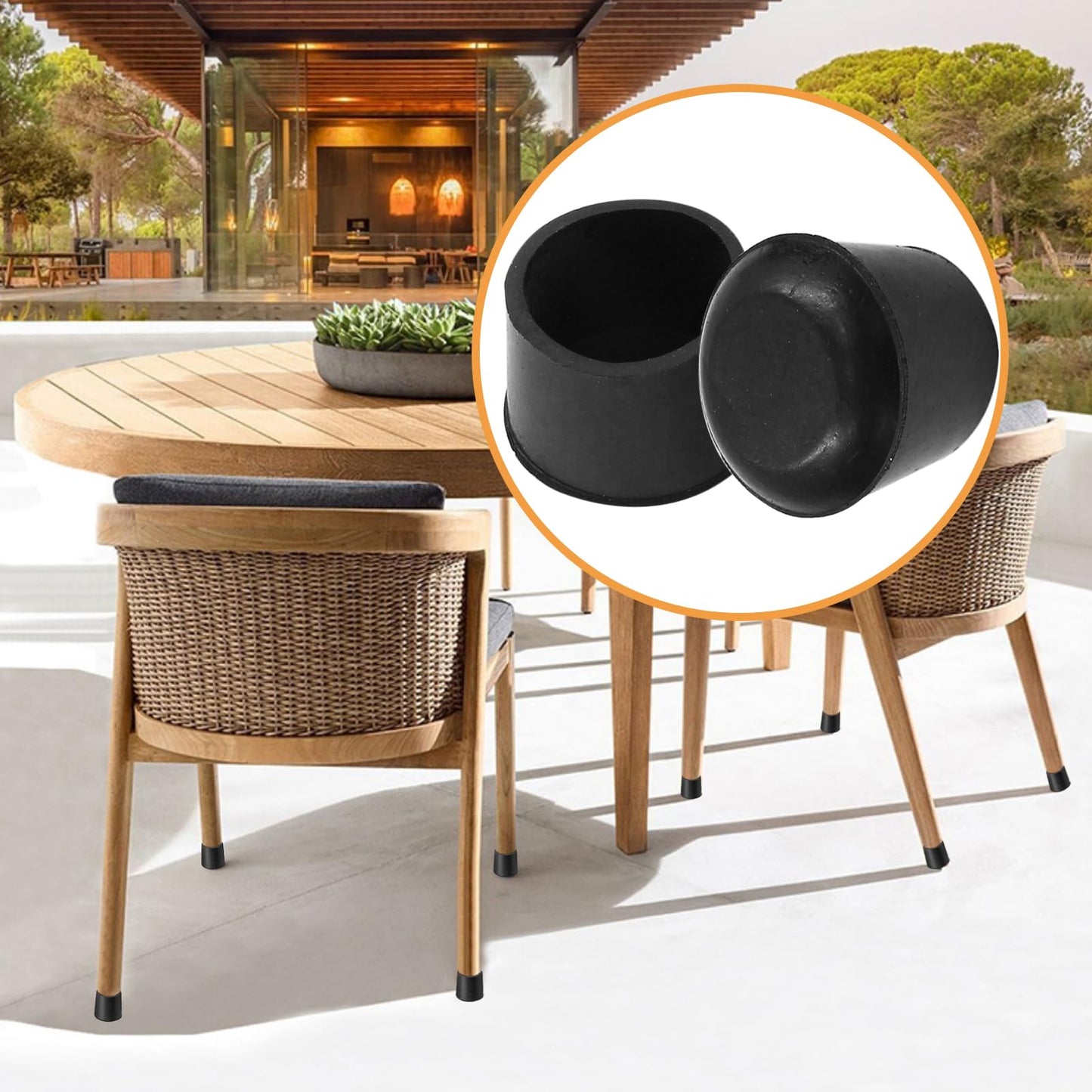 Piutouyar Round PVC Rubber Furniture Covers, 35mm / 1-3/8 Inches Table Chair Leg Tip Protectors, Non-Slip End Cap for Protect Surfaces, Black (16Pcs)