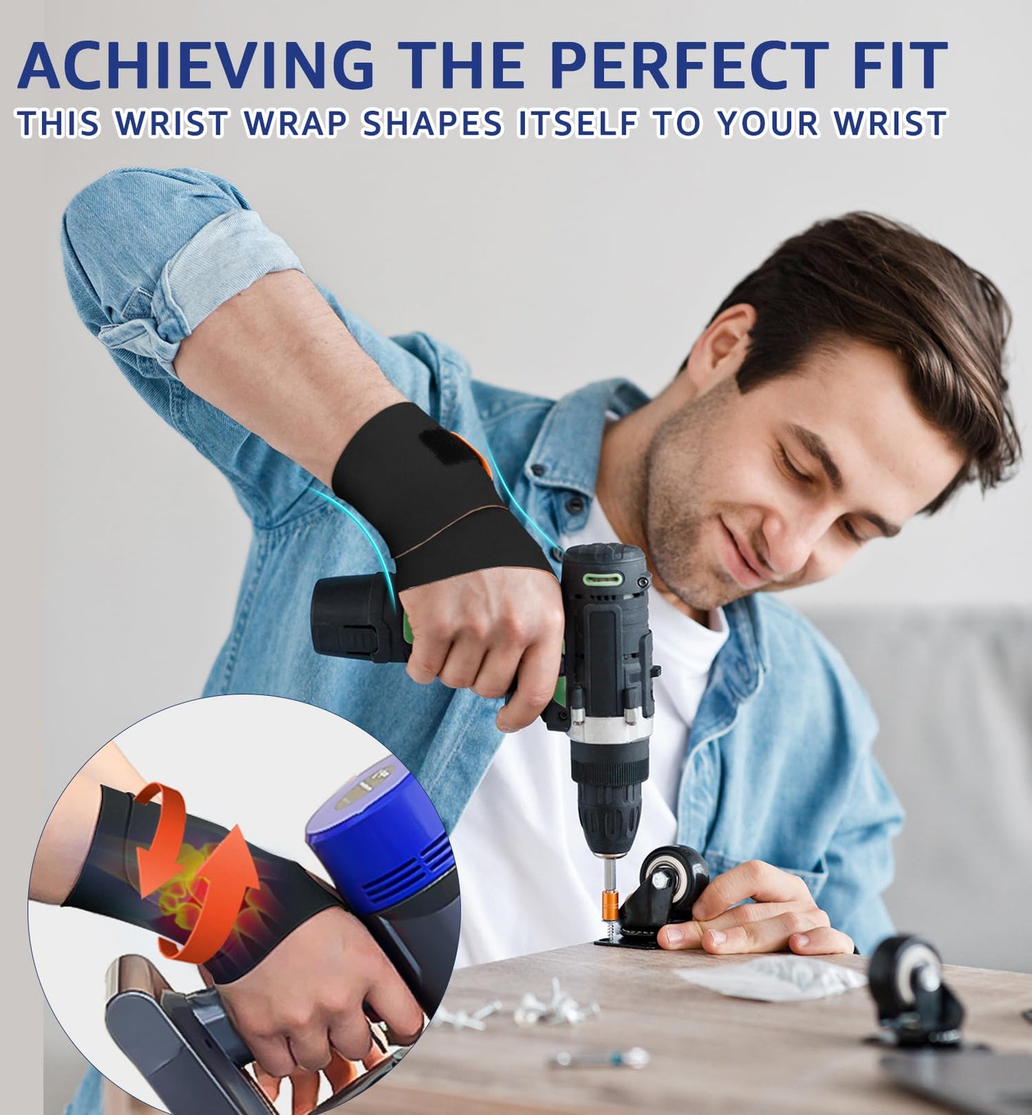 HiRui Ultra-Thin Elastic Wrist Brace Wrist Wraps, Compression Wrist Straps Support for Carpal Tunnel Arthritis Tendonitis Sprains Pain Relief Workout, Soft & Comfortable (Black (Pack of 2))