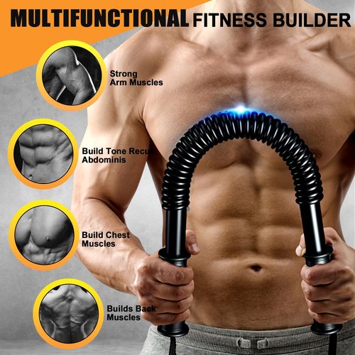 CALCHELE Power Twister Bar - Upper Body Exercise for Chest arm Workout Equipment, Strengthening Your Chest Workout, Shoulders,Biceps, Arms, Forearm Strengthener 20-66 LBS