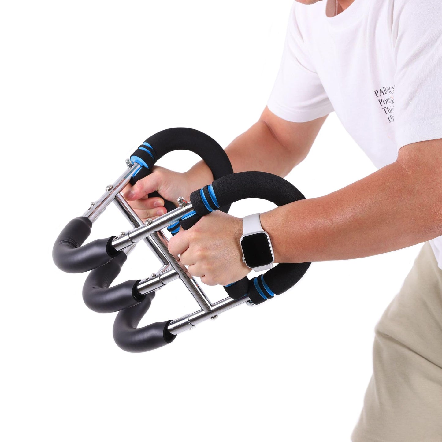 YCYU Twister Arm Trainer, Three Tube Resistance Spring System, Adjustable Chest Workout Equipment, Portable Muscle Training for Home Gym Exercise (Blue)