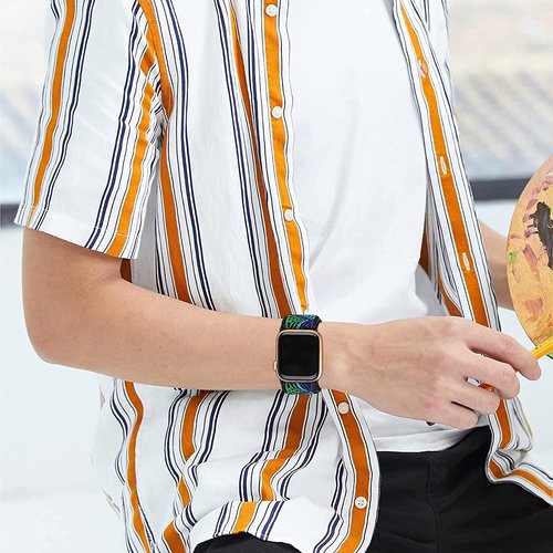 Compatible with Wahoo ELEMNT Rival Smartwatch Band, Lamshaw Stretch Elastics Nylon Adjustable Replacement Strap Accessories for Men & Women Compatible for Compatible with Wahoo ELEMNT Rival Smartwatch (1, Blueprint)