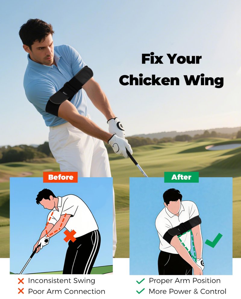 FODESAN Adjustable Golf Swing Trainer Arm Band – 2026 Essential Golf Accessories for Golfers – Innovative Arm Connection Aid with Strong Restraining Power to Fix Chicken Wing & Improve Swing Stability
