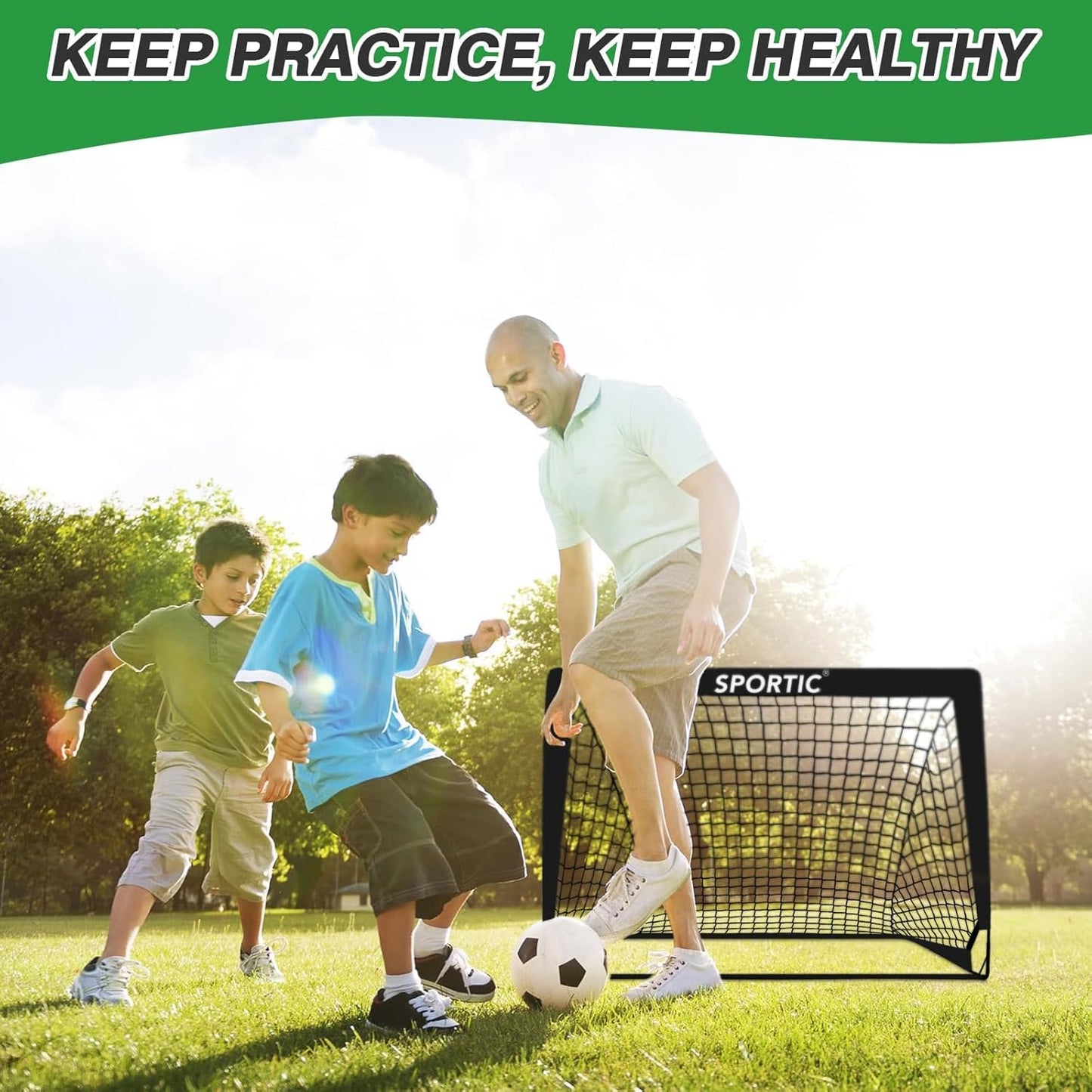 Skiennix 4' x 3' Soccer Goal Net Set - Portable Pop-Up Kids Practice Goals with Carrying Bag & Ground Pegs
