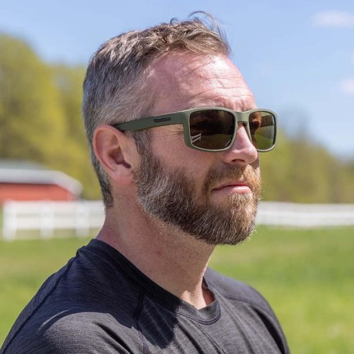 WarBird Easy Day Polarized Sunglasses - Green Matte Frame w/Brown High Contrast Lens - Impact Resistant - 100% UVA/UVB Blocking