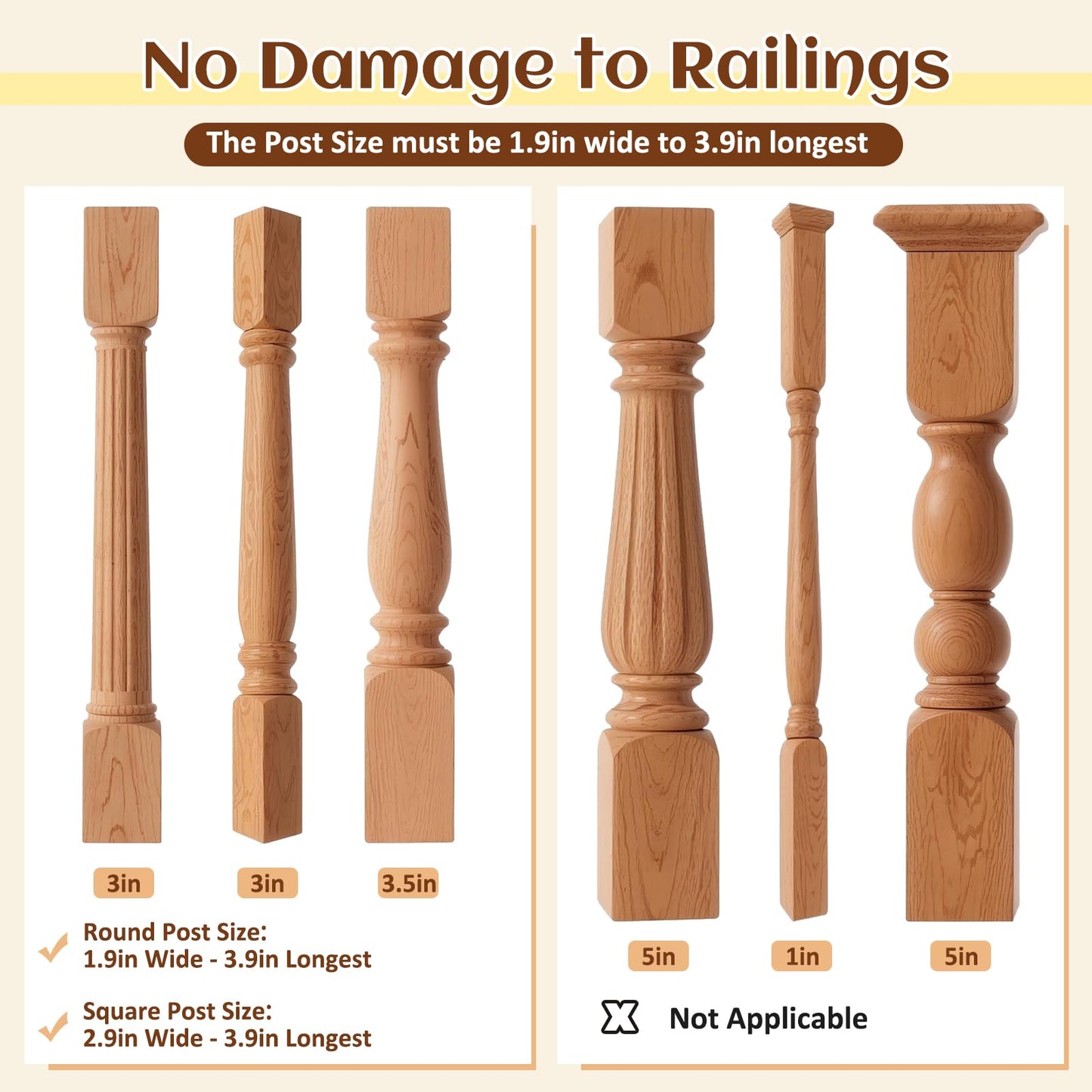 Baby Gate Banister Adapter：2Pcs Baby Stair Gate Kit Stair Post Fitting Kit Babys Gates for Stairs, Safety Stair Adapter Fit for Stair Gate Against Stairs Posts (Not Include The Gate)