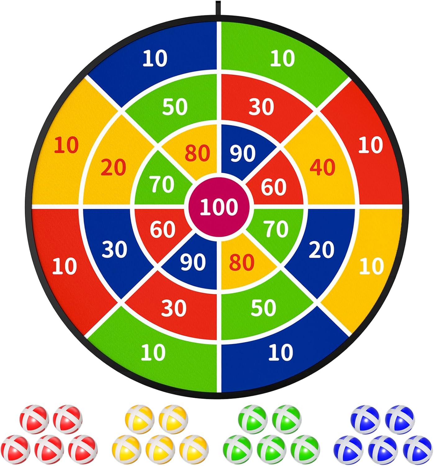 TEMI 29" Large Dart Board - Fun Indoor & Outdoor Game for Kids | Includes 20 Balls, Perfect Birthday Gift for Ages 3-12
