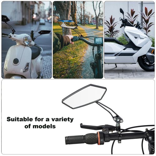 RidingRush Bike Mirror Handlebar Mount – Adjustable Rear View Mirror for Mountain Bikes, E-Bikes, Scooters, Clear View, Easy Installation, Ideal for Adult Bikes, Fits 22 mm- 25 mm Handlebars Black A