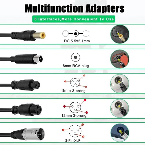 42V 2A Electric Scooter Charger 5 in1 Plugs for Bird,Gotrax,Segway,Pocket Mod, Sports Mod,Voyage,Ninebot,Apex,Glider, XR Elite, XR Ultra,Metro/Journey,Jetson Eris Pro/Ora Pro/Racer/Rhythm,Razor