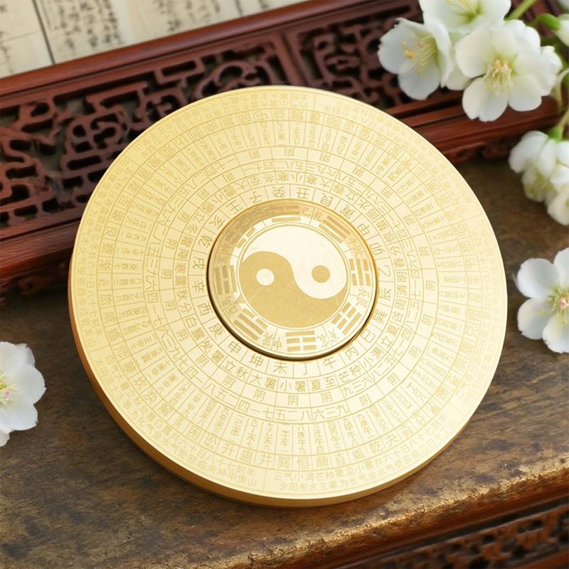 Mini Rotation Compass Feng Shui Amulet Ornament Good Luck Charms Chinese Decor Brass Bagua Compass (Style D)