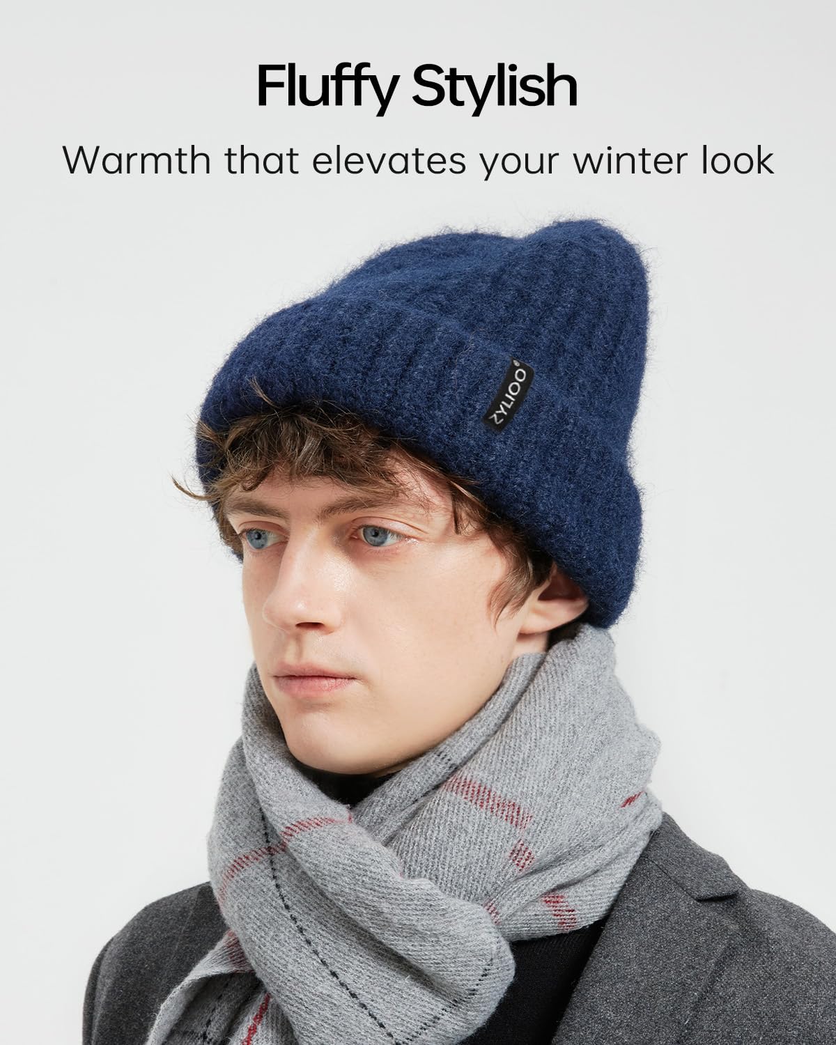 Zylioo Oversize XXL Thick Beanie Cap for Men Women,Soft Stretchy Warm Knit Hat,Chunky Winter Ski Hats for Cold Weather Black