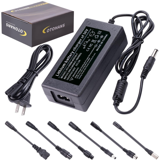 42V 2A Fast Scooter Charger Universal 7-in-1 Plug Replacement Charger Suitable for 36V 10S Lithium-Ion Battery Devices - Compatible with Razor, Voyage, Gotrax, Ninebot, Jetson
