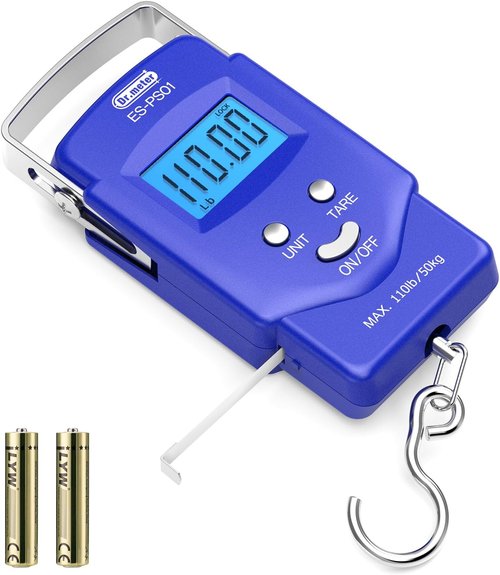 Dr.meter Fishing Scale - 110lb Digital Luggage Scale with Backlit LCD Display & Measuring Tape | Compact & Portable Fishing Gear