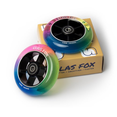 CLAS FOX Mixture Wheels 88A Pro Stunt Scooter Wheels One Pair with ABEC-9 Bearings CNC Metal Core (2pcs) (Red+Yellow+Blue, 100mm)