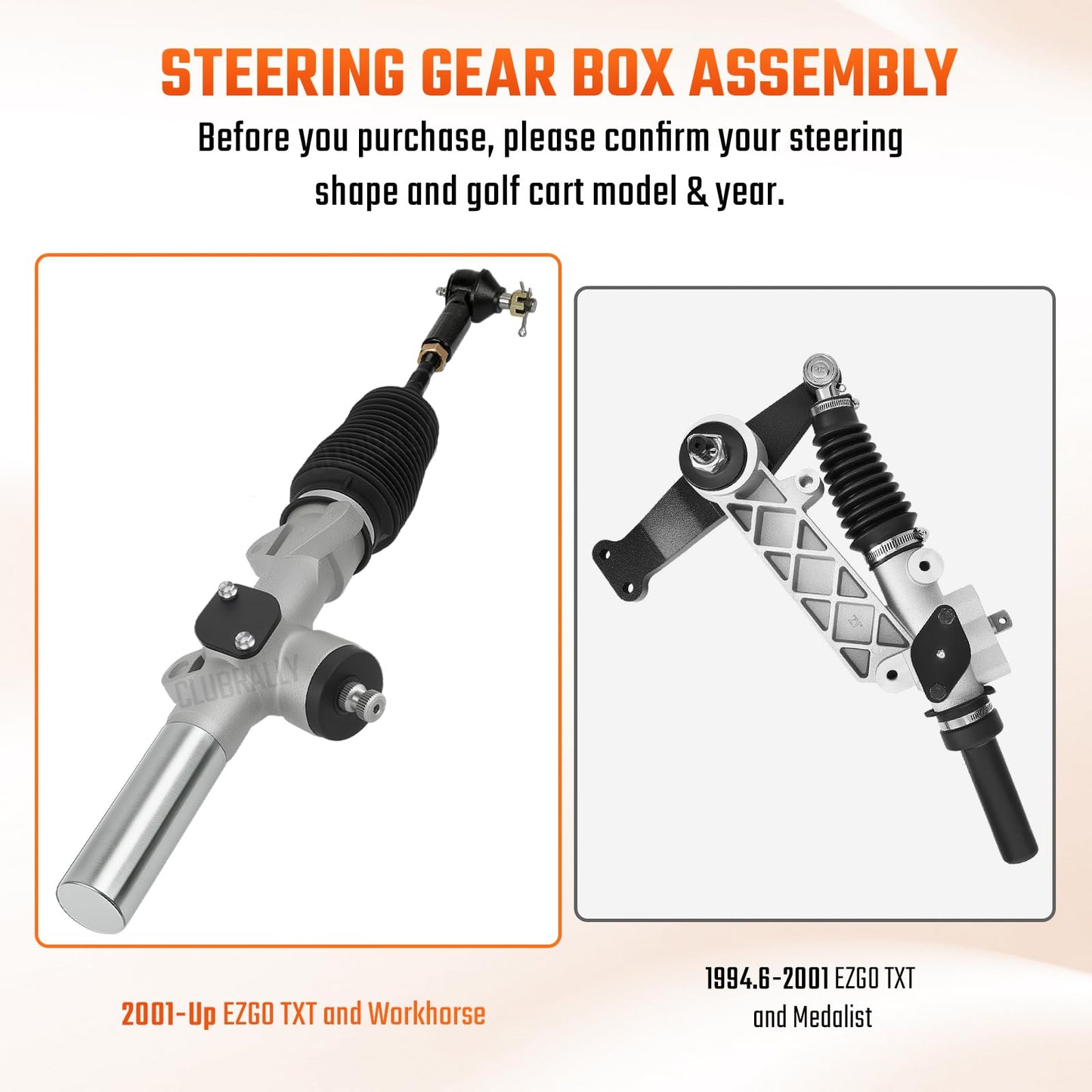CLUBRALLY Golf Cart Steering Gear Box Assembly, EZGO Steering Rack for 2001-UP EZGO TXT and Workhorse Gas&Electric Golf Cart, OEM# 70602G01, 70602-G01, 70964G01, 70964G02