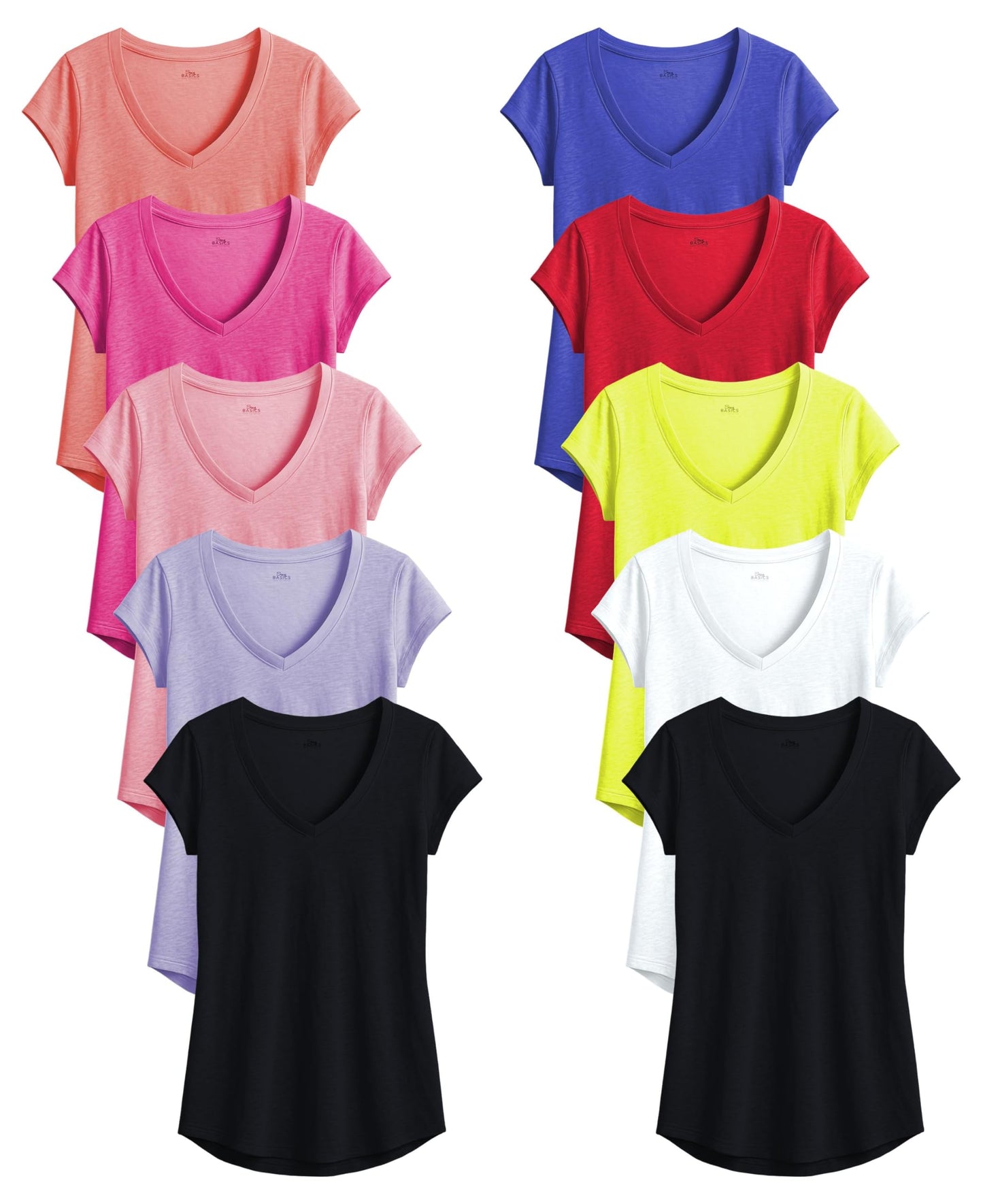 Women's V Neck T Shirts | Short Sleeve Tops | Flowy Slub Burnout Fabric | Active Casual Workout |Multi Packs Colors