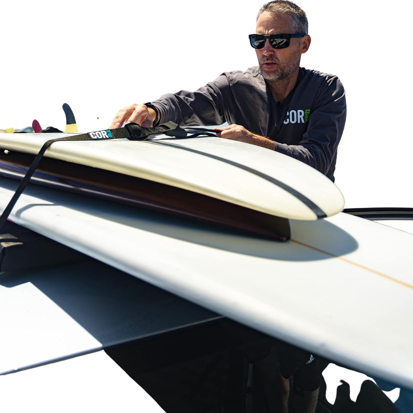 Universal SUP Surf Rack - Soft Paddle Board Carrier for Cars | Scratch-Resistant Buckles (19")