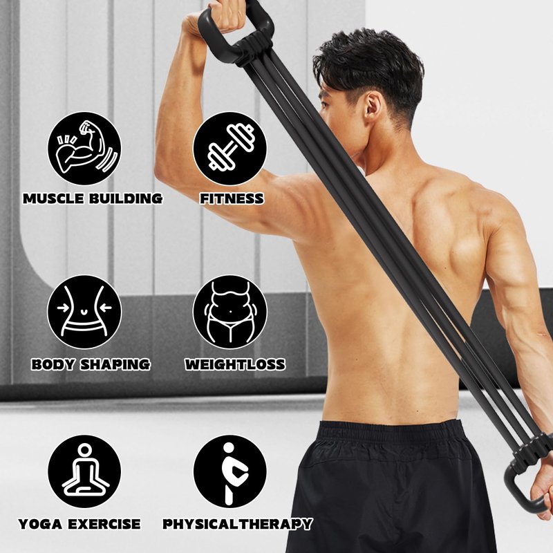Resistance Bands with Handles, Single Resistance Bands, Exercise Bands with Comfortable Handles, Resistance Training, Physical Therapy, Home Workouts, Fitness, Pilates(Black)