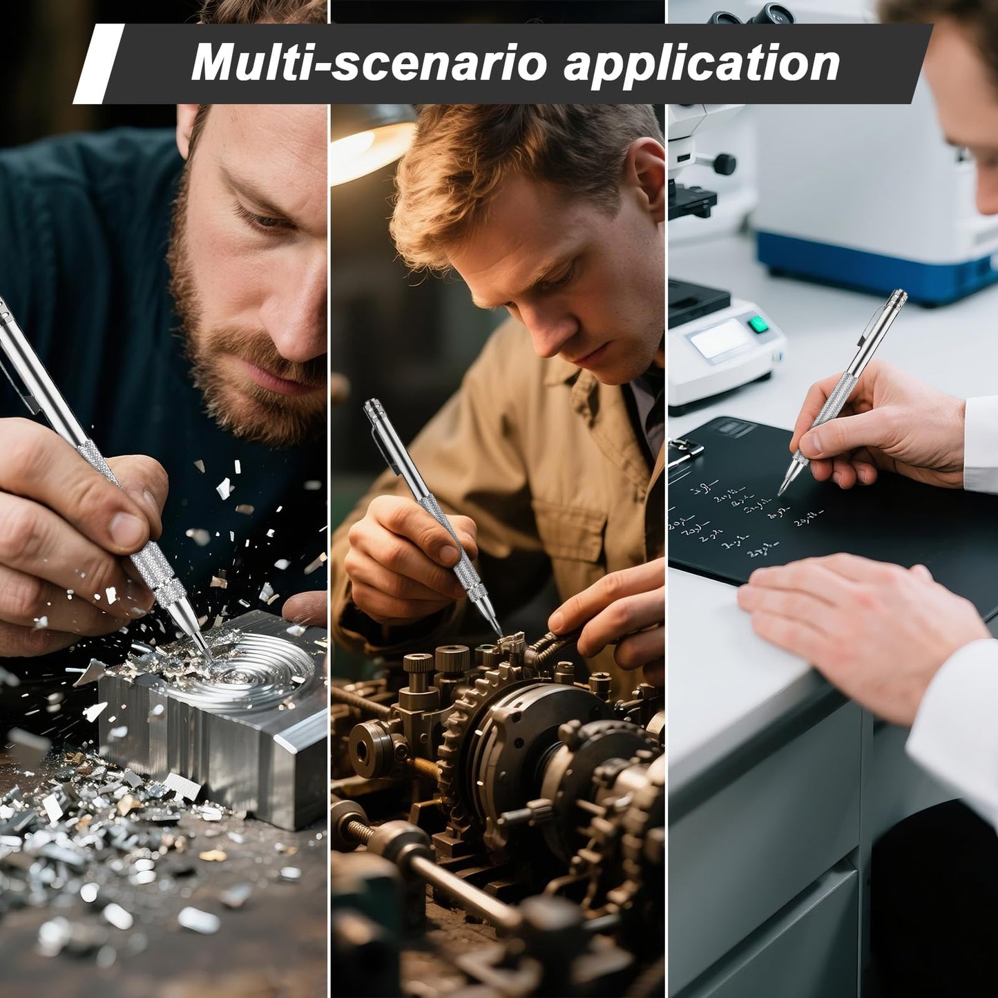 Ywmoml Tungsten Carbide Scriber Set for Metalworking - 5 Pens with 20 Tips & 6-Inch Ruler, Magnetic Knurled Engraving Tool for Steel/Glass/Ceramics, Welding Scribe Kit