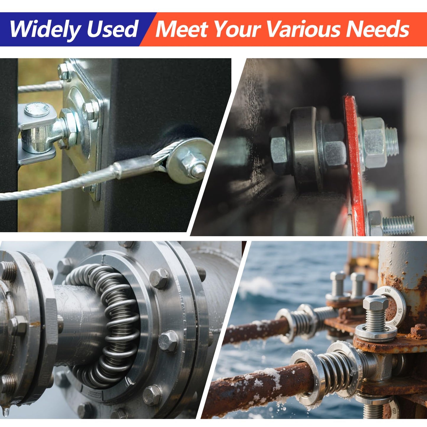 1000 Pcs Spring Lock Washers Assortment Kit – 9 SAE Sizes Split Lock Washers, 304 Stainless Steel Washers for Screws and Bolts (#4, #6, #8, #10, #12, 1/4", 5/16", 3/8", 1/2")