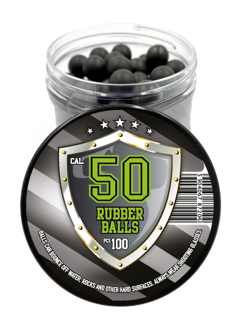 100 x Premium Quality 1.6 Grams Hard Rubber Balls Reusable High Impact Paintballs for Home Self Defense Training Target Practice in 50 Caliber