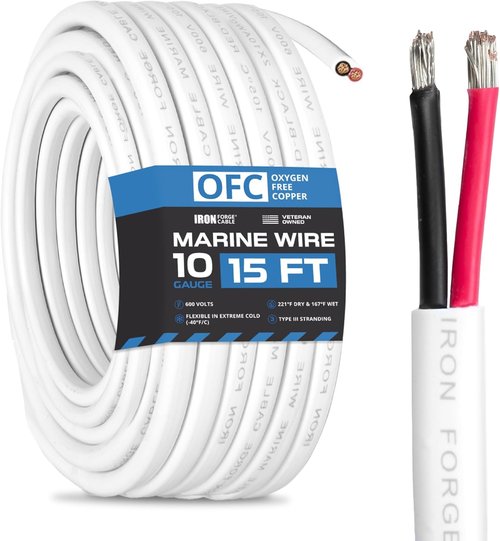 Iron Forge Cable Marine Wire - Tinned Copper for Boat Wiring | AWG Duplex Marine Grade Outdoor Use
