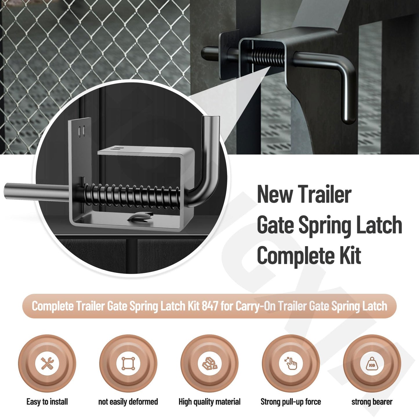 2 Pack Trailer Gate Spring Latch Complete Kit 847 Replacement for Carry-On Trailer Gate Spring Latch/Complete Trailer Gate Spring Latch Kit