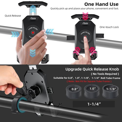 Roykaw Golf Push Cart Phone Holder, Universal Compatible with Caddytek, Clicgear and Most Push Carts, Fits for All Cell Phone, Fully Protection, Easy Installation
