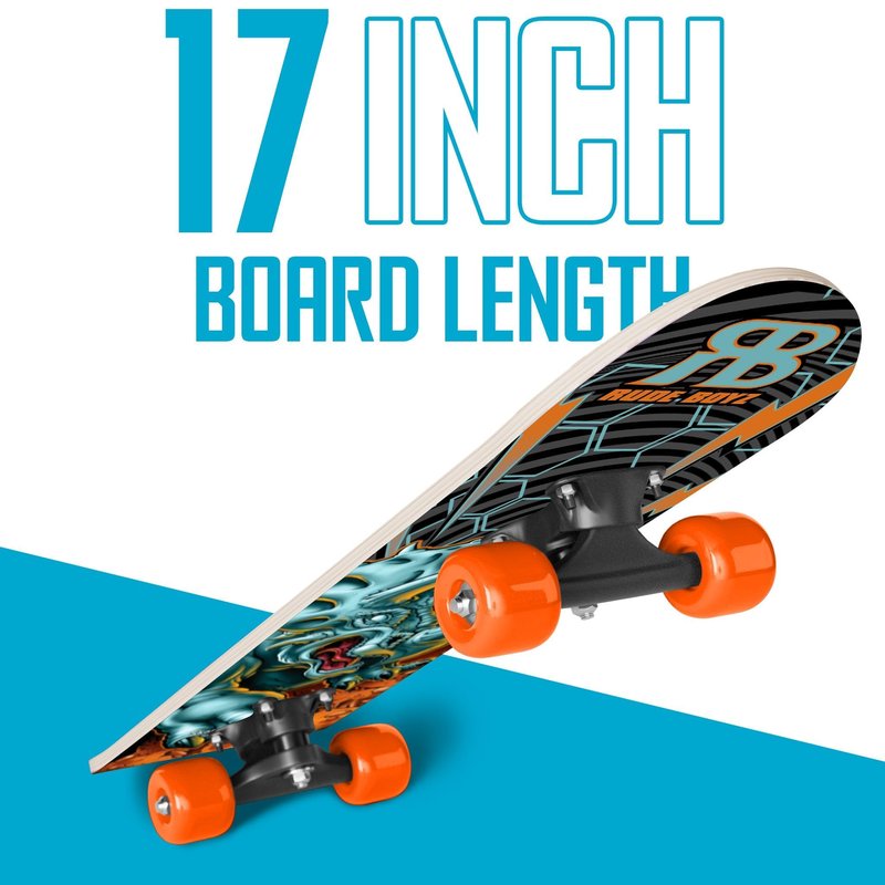 RUDEBOYS 17 Inch Mini Wooden Beginner Skateboard (Dinosaur Design)