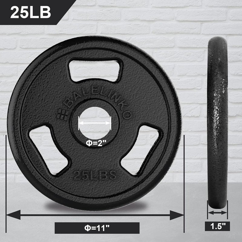 Balelinko Cast Iron 2-Inch Olympic Grip Plate Weight Plate for Strength Training, Weightlifting and Crossfit in Pair, 10LB, Black