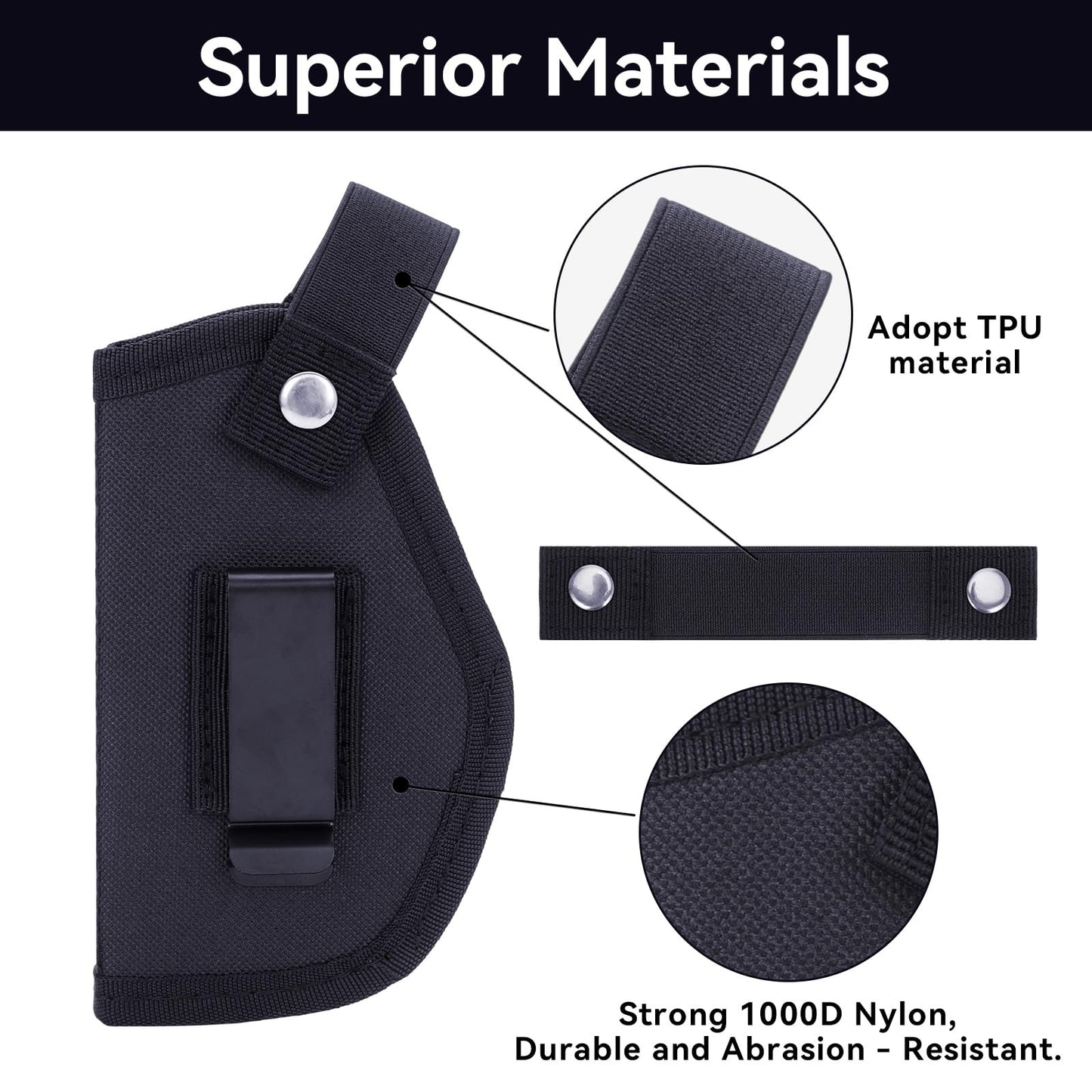 Concealed Carry Gun Holster for Men&Women, Universal IWB/OWB Pistol Holsters for Right and Left Hand, Fits Subcompact Compact Handguns, Black