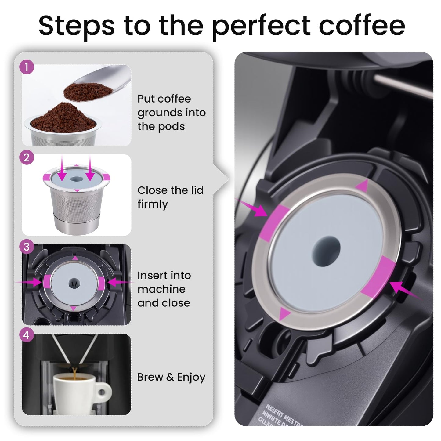 Roogaluckeep 2 Pack Reusable Stainless Steel K Cup for Keurig, Stainless Steel Refilled K -Cups Coffee Filter, Universal Fit Reusable Coffee Pod for Keurig Family