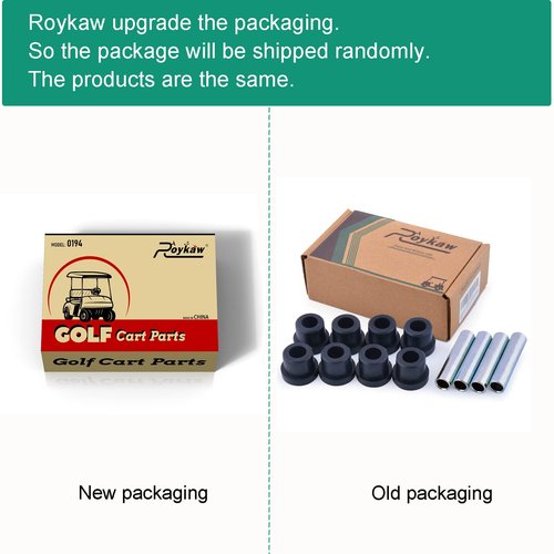 Roykaw Front or Rear Leaf Spring Bushing and Sleeves Kit for Club Car DS 1981-Up and EZGO TXT & Medalist 1994-up Gas and Electric Golf Cart, OEM# 1012303,1015583,70291G01,70289G02