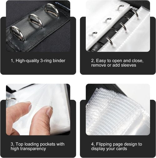 GEAoffice Mini Card Binder - Lightweight 1 Pocket Album for 80 Trading Cards | Black