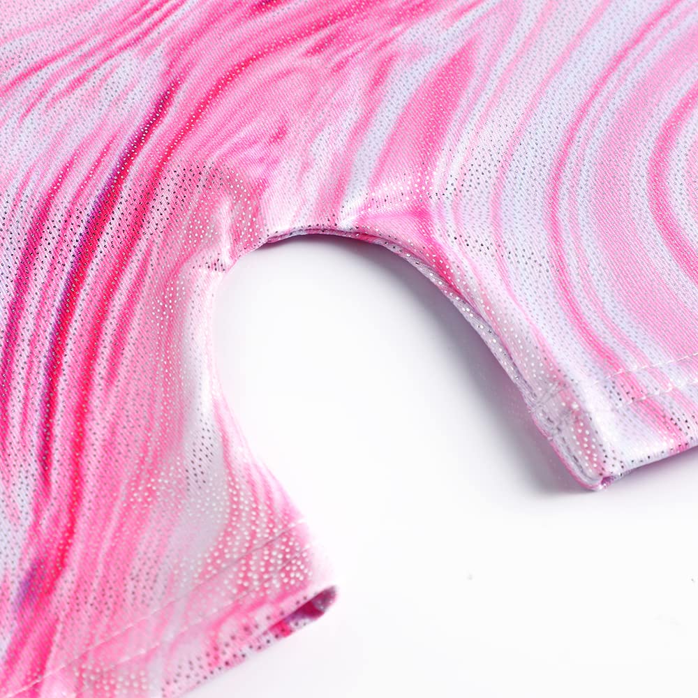 Leotards for Girls Gymnastics Unicorn Athletic Dance Wear Shiny Rainbow Blue Hotpink (Pink, 4-5T)