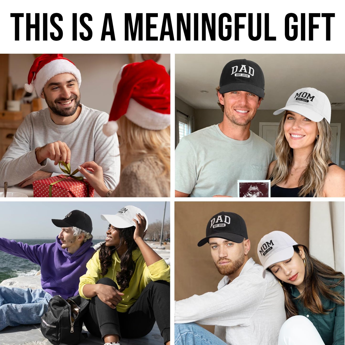 FUIPET Mom and Dad Hats for New Parents Gifts for Couples, Adjustable Embroidered Baseball Caps for Mom and Dad Gifts
