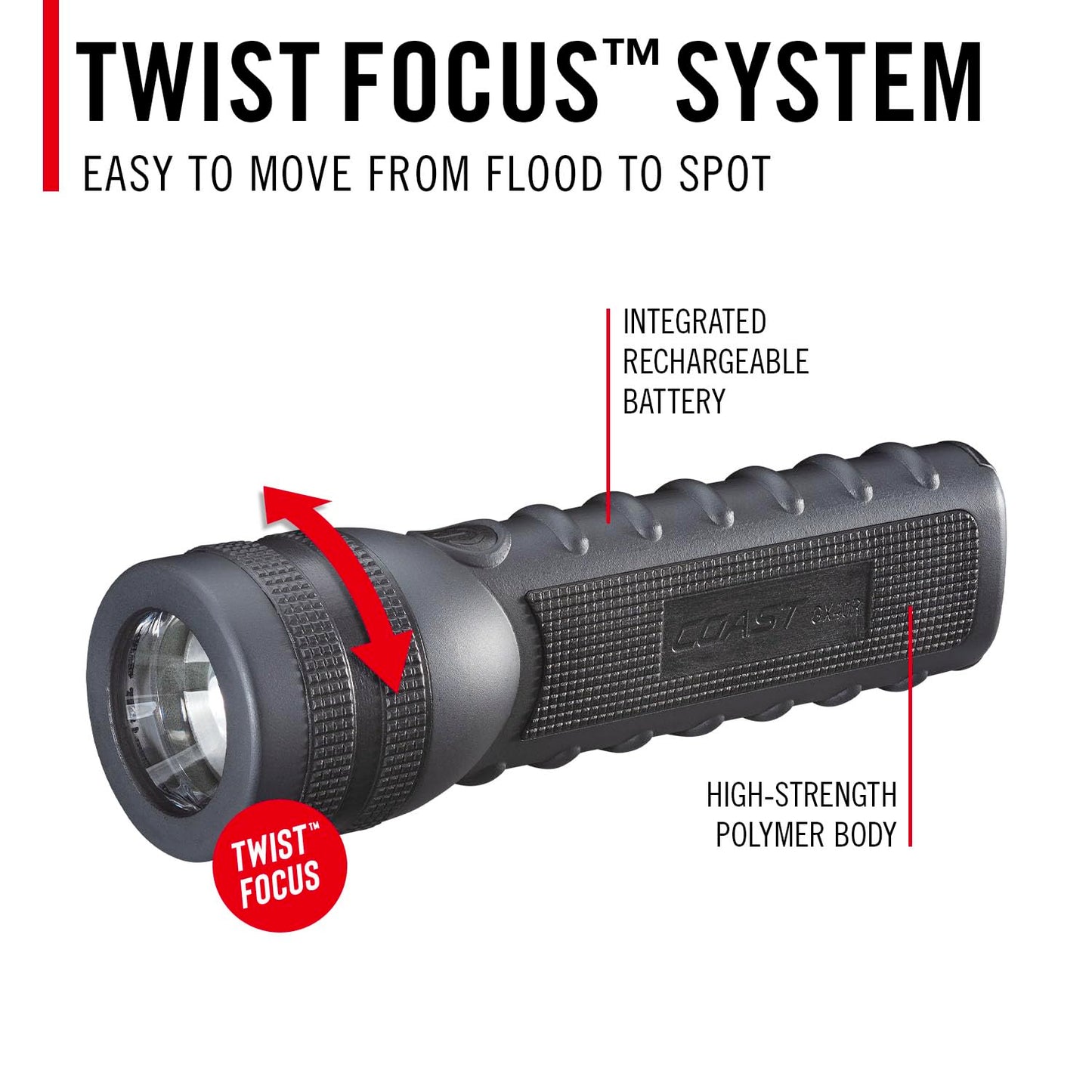 Coast GX40R 3000 Lumen Waterproof Rechargeable LED Flashlight