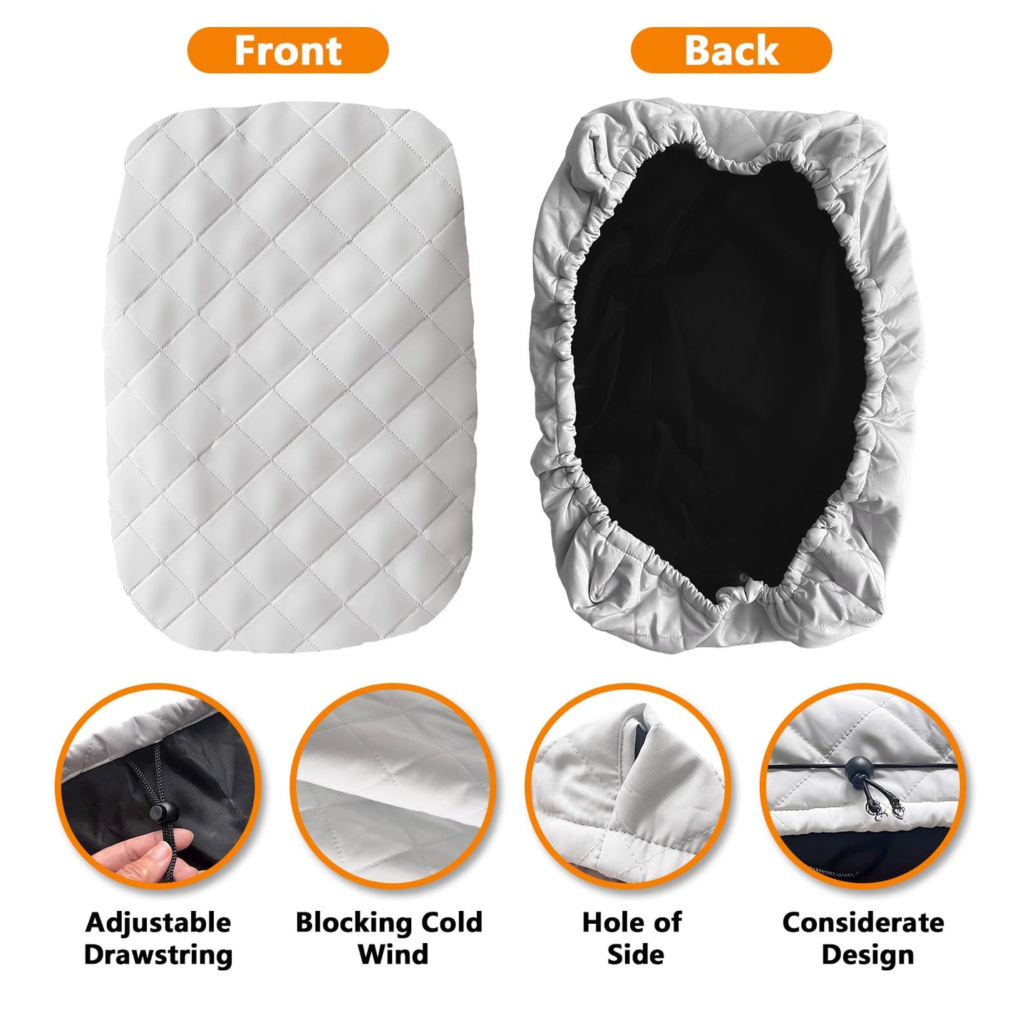 RUNZEG Indoor Air Conditioner Cover, 17Lx13Hx3.5D in Gray Window Winter Unit Cover Anti-Rust Adjustable for Window AC with Free Elastic Straps