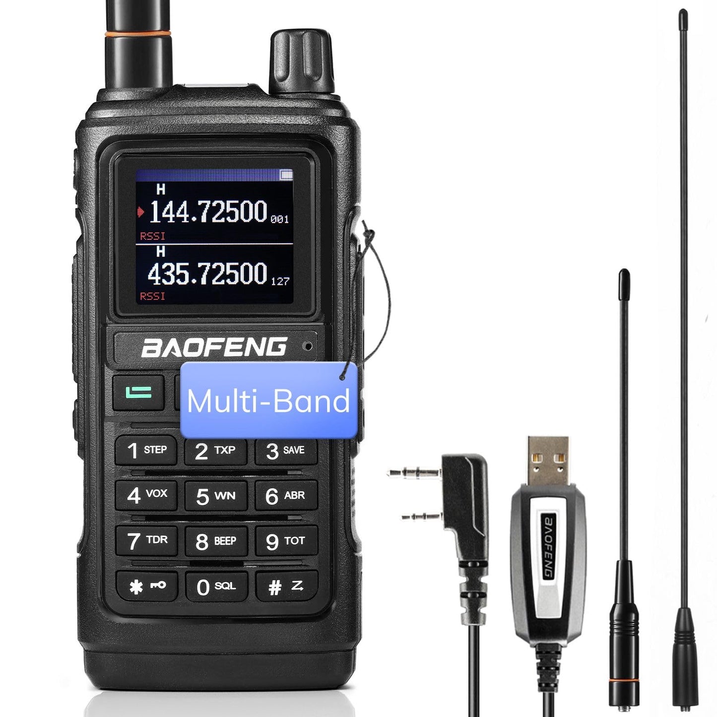 BAOFENG UV-17R Plus Ham Radio Multi-Band Two Way Radio, 7W Long Range Rechargeable Walkie Talkies with Airband, NOAA Weather Receiving, 2500mAh Battery, 8" & 16" ANT, Programming Cable