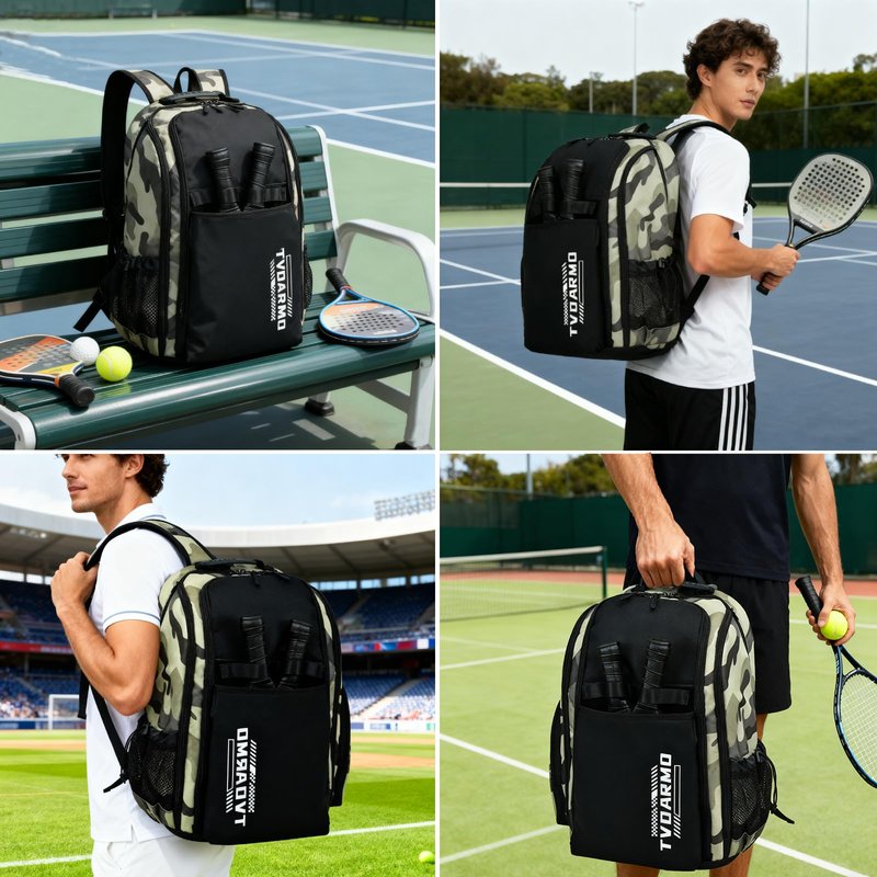 TVDARMO Pickleball Backpack Fits 4 to10 Paddles, Large Pickleball Bag with Laptop Pocket, Shoe Compartment and Fence Hook, Great Pickle Ball Paddle Bag Gifts for Men and Women