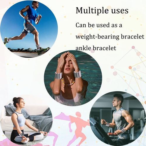 Jimikay Adjustable Wrist & Ankle Weights for Women and Men, Set of 2 (1lb Each),Silicone Weighted Bangles,weighted bracelet for Yoga, Dance, Pilates, Pool Exercises and Jogging etc (Light Gray)