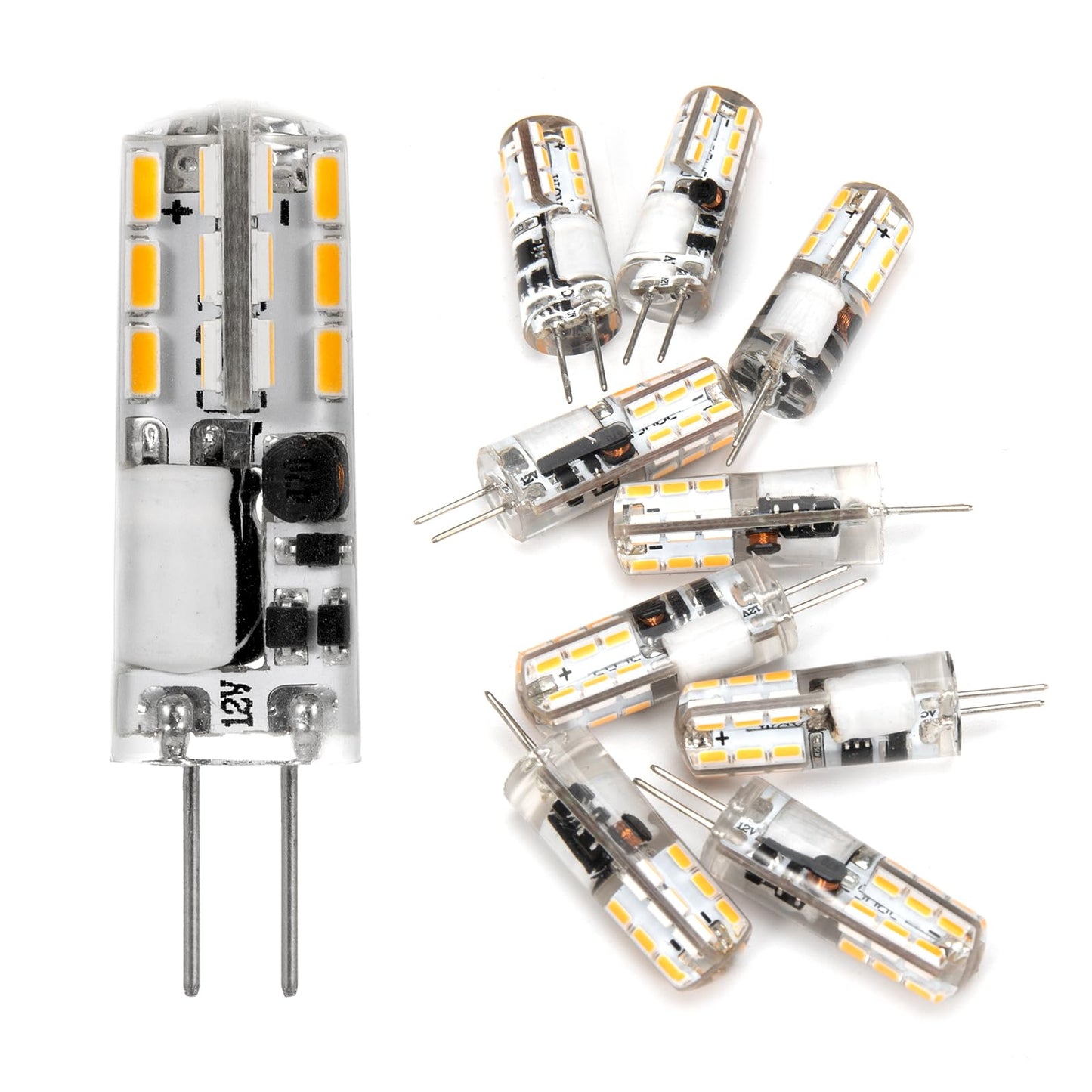 SCHERARX 10 Pcs G4 LED Bulbs, Warm White Light 3000K Landscape Bulbs JC Bi-Pin Base 1.5W AC/DC 12V, 10W-20W T3 Halogen Replacement Bulbs, Non-Dimmable